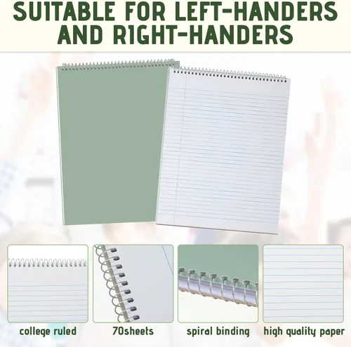 Miniatura 3 de Maitys 12 blocs de notas legales Steno en espiral de 8.5 x 11 pulgadas, bloc de notas encuadernadas en la parte superior, tapa dura, bloc de notas