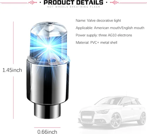 Miniatura 2 de 6 luces de válvula de neumático de automóvil, luz nocturna modificada fresca, luz de flash con sensor de choque, impermeable, tapa de luz LED, Azul