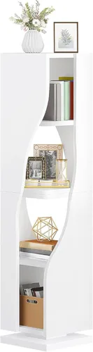 YITAHOME Estantería esquinera, estantería pequeña giratoria de 4 niveles, estantería de 360 exhibiciones, torre giratoria, estante estrecho,