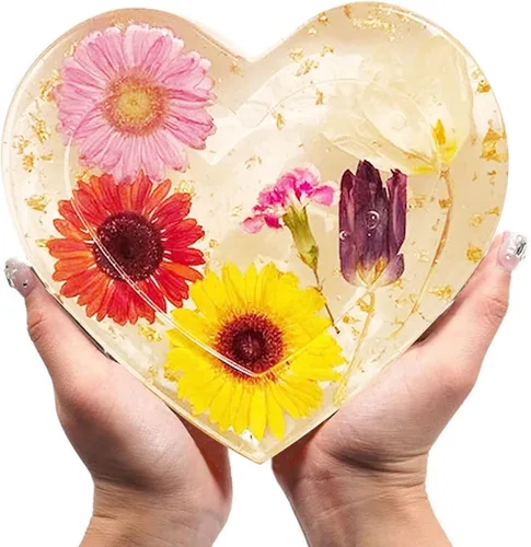 Miniatura 5 de Cayway Moldes de silicona con forma de corazón grande para flores, fundición de resina, boda de bricolaje, decoración del hogar