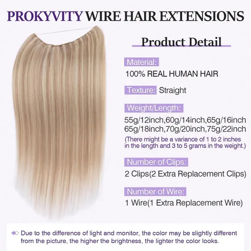 Miniatura 4 de Extensiones de cabello en aureola de cabello humano real, Extensión de cabello Halo 100% cabello humano, Extensiones de cabello con alambre, Lacio