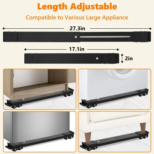 Miniatura 2 de LUCKUP Rodillos de electrodomésticos resistentes con barra de palanca, soporte extensible para lavadora, rodillos para muebles, base de refrigerador