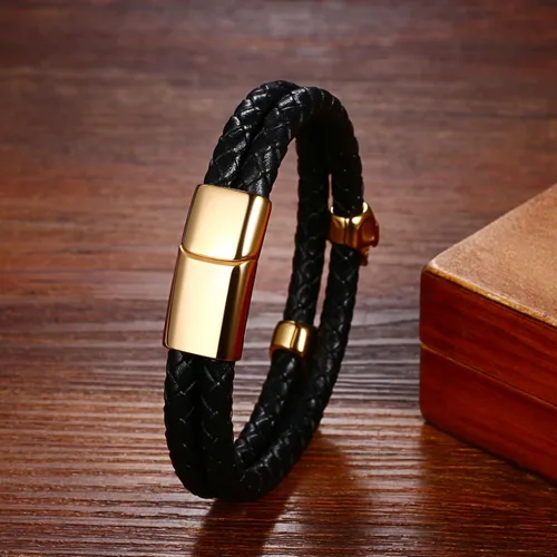 Miniatura 5 de NMQLX Pulsera de cuero, pulsera de calavera punk, pulseras de cuero trenzadas, pulsera gótica vintage para hombres