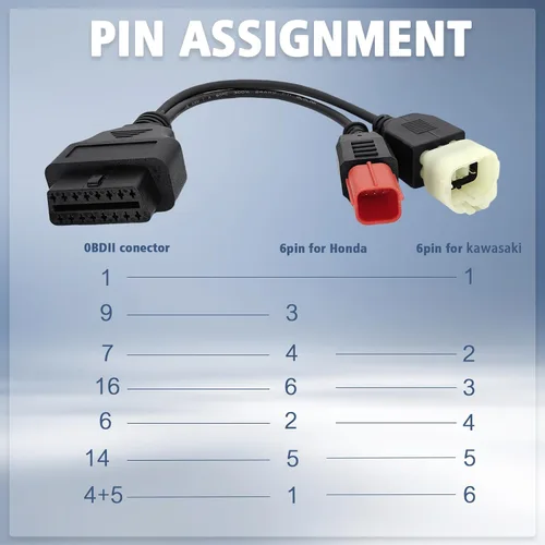 Miniatura 4 de Cable adaptador OBD2 2 en 1, cable de diagnóstico OBD para Euro5 para Guzzi para Vespa para Suzuki para Yamaha para Vespa para Honda para KTM