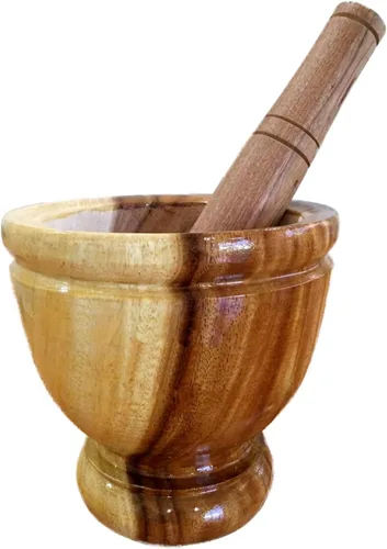 Mortero de madera de Tailandia con molienda de mortero, Krok de madera para ensalada de papaya, mezclador Somtum, utensilios de cocina, alimentos
