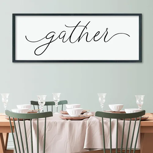 Miniatura 20 de LuZhiQiang Arte de pared para comedor 81,3×30,5 cm "Bless The Food Before Us" Letrero cristiano para cocina, cita familiar agradecida, cuadro grande