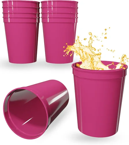 Miniatura 92 de PartyPrints Paquete de 100 vasos de plástico en blanco reutilizables de 10 a 12 onzas, vasos de estadio a granel, sin BPA, aptos para lavavajillas