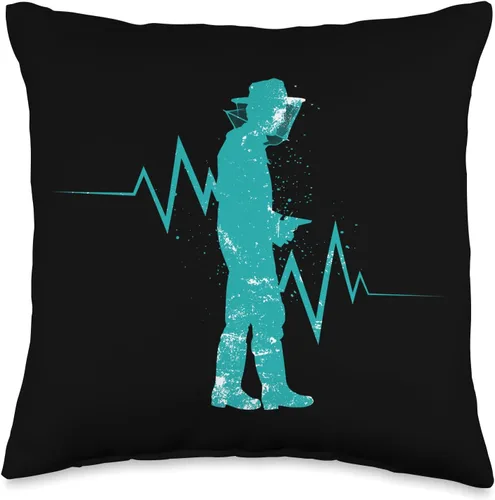 Beekeepers Naturals Bee Pollen Honey Making Bee Lover Heartbeat Hat Beekeeper Accessories Throw Pillow, 16x16, Multicolor