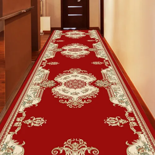Alfombra de pasillo roja para pasillo de boda, alfombra de pasillo – Hotel Home Doorway extra larga, antideslizante, decoración a máquina, para