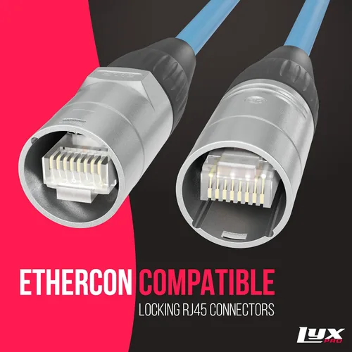 Miniatura 7 de LyxPro Cable Ethercon CAT6 blindado de 25 pies, cable RJ45 de audio e iluminación profesional, transmisión de sonido de grado de estudio