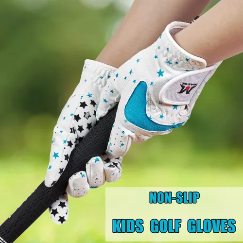 Miniatura 7 de MAZEL Guantes de golf para niños y niñas, para mano derecha e izquierda (1 par) guantes de golf transpirables de microfibra para jóvenes, blanco