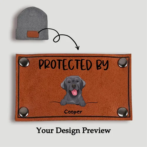 Miniatura 2 de Gossby Gorro de bebé personalizado con parche de cuero vegano para niño y niña, protegido por - Regalo personalizado para recién nacido, niño