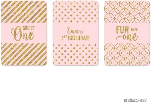 Miniatura 9 de Andaz Press Colección de fiesta de primer cumpleaños de niña con purpurina rosa rubor, pancarta colgante con cuerda, feliz primer cumpleaños, 5