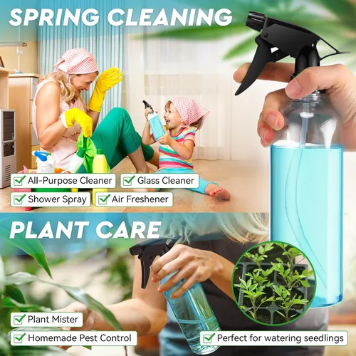 Miniatura 5 de Lallisa 36 botellas de plástico de 16 onzas a prueba de fugas, botellas vacías para soluciones de limpieza, botella rociadora de agua con boquilla