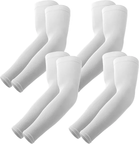Miniatura 33 de YESLIFE Mangas de protección solar UV para hombres y mujeres, manga deportiva de enfriamiento UPF 50 Blanco (2)