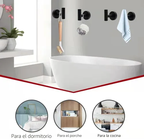 Miniatura 5 de Juego de accesorios de baño de 10 piezas, incluye barras de toalla de mano de 16 pulgadas, soportes para papel higiénico, anillos de toalla, ganchos