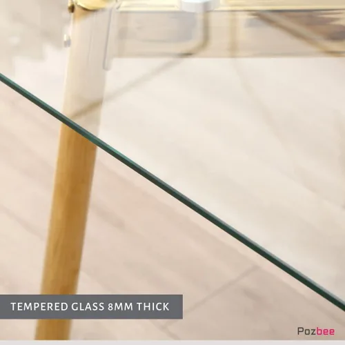 Miniatura 4 de Mesa de comedor rectangular de vidrio con patas doradas, mesa de cocina moderna de 47 pulgadas, rectangular, mesa de comedor cuadrada para 4
