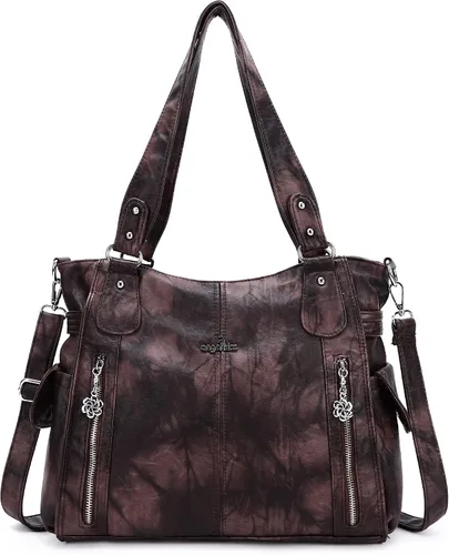 Miniatura 27 de Angel Kiss Bolsos para mujer con tiras en la parte superior, bolso estilo Hobo, bolsas de hombro espaciosas y casuales, cartera estilo Tote de PU