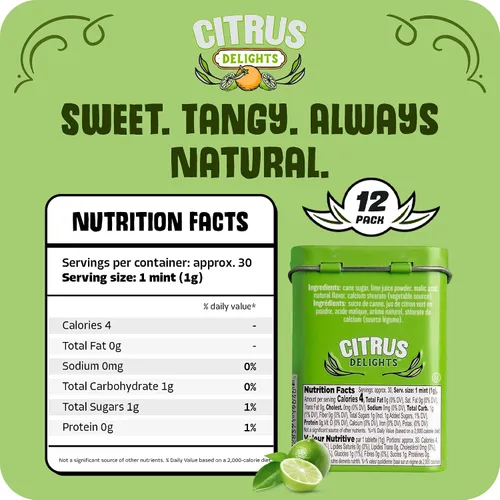 Miniatura 2 de Citrus Delights Key Lime Candy – 30 unidades (paquete de 12) Pastillas de caramelo duro de cítricos naturales Vegano, sin gluten, certificado
