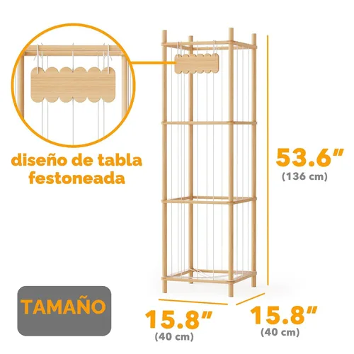 Miniatura 4 de SpaceAid Organizador de almacenamiento de animales de peluche, soporte de almacenamiento de juguetes de zoológico de animales de madera, jaula