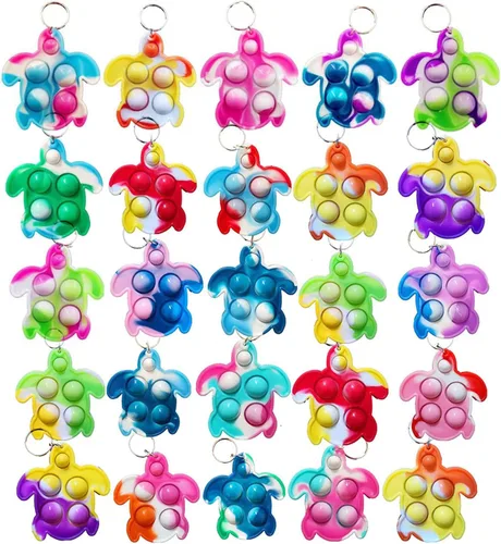 Miniatura 9 de 30 paquetes de mini llavero de tortuga arcoíris a granel para niños y niñas, regalo de fiesta de verano, regalo para aliviar el estrés, estudiantes