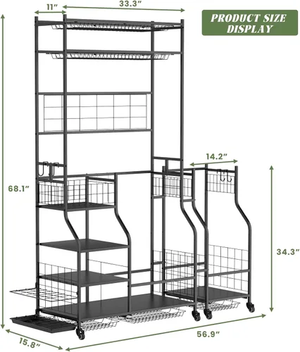 Miniatura 4 de ROOMTEC Organizador de almacenamiento de bolsas de golf, estante de almacenamiento de bolsas de golf para garaje, estante de almacenamiento