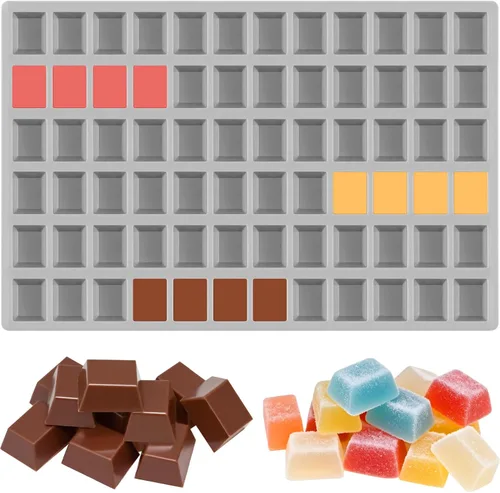 Miniatura 8 de Molde de silicona cuadrado para chocolate, cubitos de hielo, 100 cavidades Molde cuadrado de chocolate para caramelos duros, gelatina, gomitas