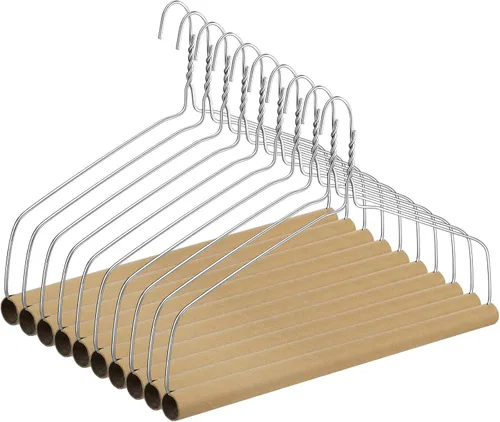 Didaey 10 juegos de perchas resistentes de 18 pulgadas con alambre de acero de aleación de calibre 10.5 fuerte para artículos pesados (plateado)