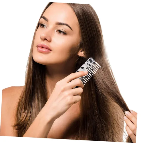 Miniatura 8 de Beaupretty Peine de dientes anchos antiestático de 4.52 pulgadas para desenredar cabello húmedo y seco con agarre cómodo y masaje en el cuero