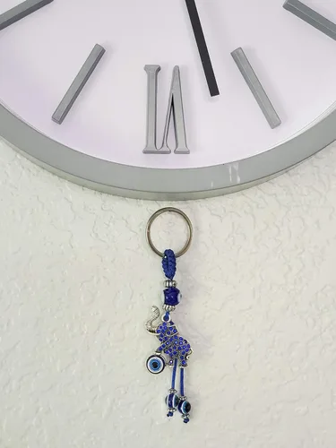 Miniatura 7 de LUCKBOOSTIUM Llavero de elefante de ojo turco con borlas azules, llavero decorativo contra el mal de ojo para bendición y buena suerte, dije