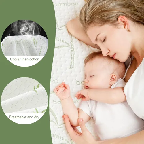 Miniatura 4 de Protector de Colchón Queen Impermeable Funda de Colchón Lavable de Rayón de Bambú Cubierta de Colchón Transpirable Silencioso Protector de Cama 5