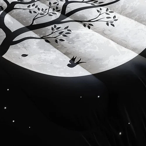 Miniatura 5 de Juego de edredón negro con diseño de gato y luna para niñas y mujeres, ropa de cama con estampado de cielo nocturno con 2 fundas de almohada Cat Moon