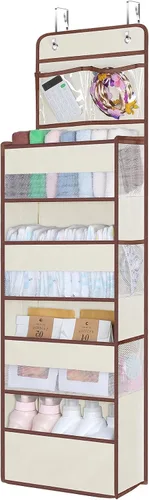 Univivi Organizadores colgantes para colgar sobre la puerta, armario de guardería, armario de almacenamiento para bebés con 4 compartimentos Beige