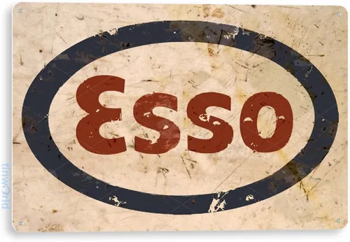 Tinworld Esso Gas Oil Auto Shop Garage Metal Decor B815 - Letrero de lata