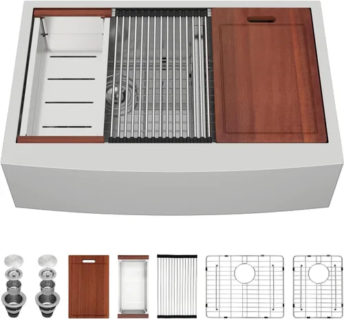 Miniatura 21 de Sarlai Fregadero de cocina de 30 unidades color negro, 30 x 22 pulgadas, fregadero de cocina de 30 x 22 pulgadas, fregadero de cocina de acero Acero