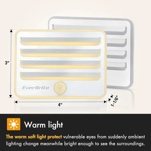 Miniatura 4 de EverBrite Luces nocturnas con sensor de movimiento, luz LED suave y cálida, funciona con pilas, luz nocturna autoadhesiva para dormitorio, baño