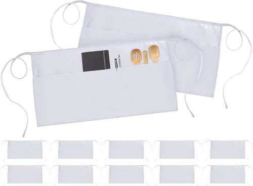 Miniatura 5 de Utopia Wear 12 Pack Server Aprons with 3 Pockets, Waiter and Waitress Waist Aprons for Women with Pockets, Men Short Aprons Blanco