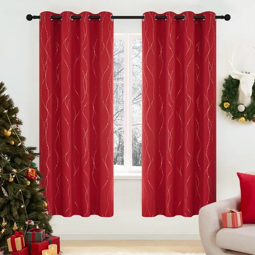 Miniatura 9 de Deconovo Cortinas opacas, 2 paneles, 52 x 72 pulgadas, cortinas con aislamiento térmico para oscurecer la habitación, con ojales para dormitorio