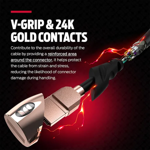 Miniatura 6 de Monster - Cable HDMI de oro rosa 4K UHD de 8 pies, ultra alta velocidad de 21 Gbps, 60/120 Hz, HDR, conectores chapados en oro de 24 quilates