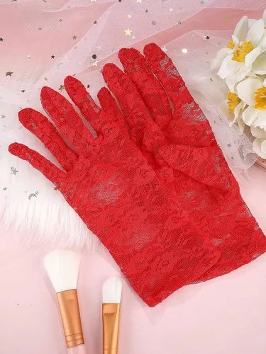 Miniatura 7 de SATINIOR Guantes de encaje para mujer, guantes cortos de encaje para fiesta de té, guantes elegantes de cortesía para bodas, cenas y fiestas