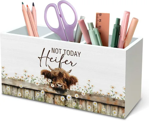 Miniatura 13 de DILSJ Organizador inspirador de 2 compartimentos para lápices, organizador para escritorio, amantes de los pollos regalos para mujeres, Live Like