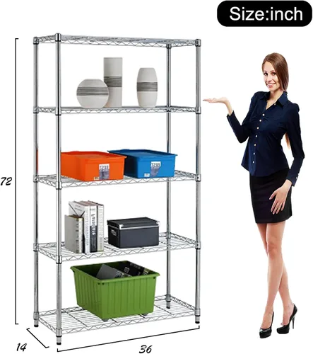 Estantes de almacenamiento, estantería de alambre de 5 niveles y 1250 libras de capacidad, organizador de estantes de metal NSF, altura ajustable,