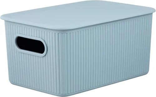 Miniatura 29 de Superio Colección acanalada - Cestas organizadoras decorativas de plástico para almacenamiento en casa, cajas contenedoras azules para organizar