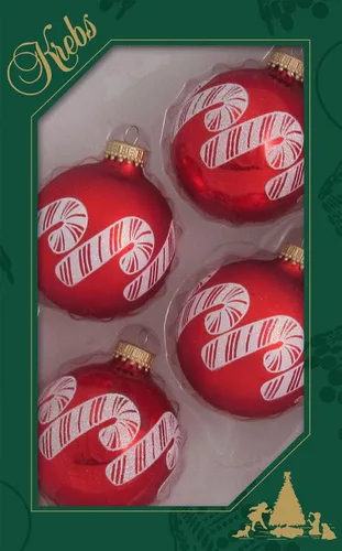 Miniatura 15 de Adornos de árbol de Navidad de vidrio - 67 mm/2.625" [4 piezas] Bolas decoradas de Adornos navideños sin costuras para colgar de Christmas by Krebs