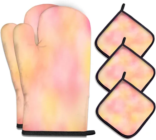 Miniatura 11 de MCALK Juego de 5 piezas de manoplas de horno geométricas grises y agarraderas, guantes de horno grises y almohadillas térmicas para cocinar