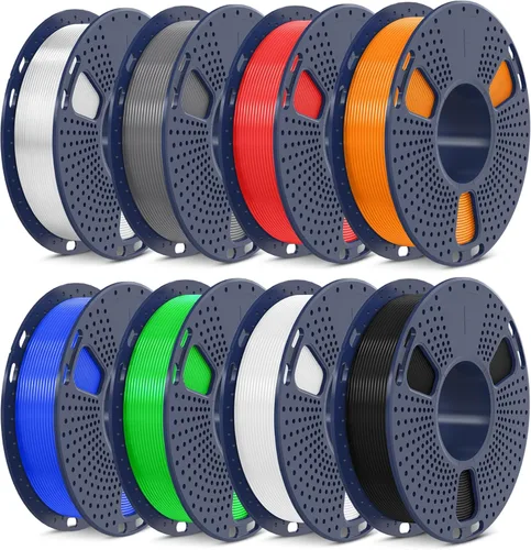 SUNLU - Paquete de filamentos PLA de 0.06 pulgadas, para impresora 3D, multicolor, rollo ordenado, empaquetado de manera individual al vacío, 8
