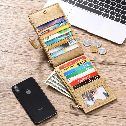 Miniatura 6 de GOIACII - Carteras para mujer de dos pliegues con bloqueo RFID y 2 bolsillos con cremallera
