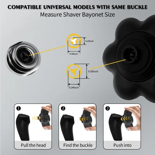 Miniatura 5 de Cabezales de repuesto para afeitadora de cabeza magnética, 7 cuchillas de repuesto compatibles con Freebird Shaver y otras marcas (hmblack7)