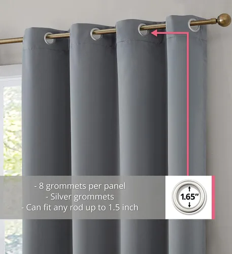 Miniatura 2 de HLC.ME - Cortinas con forro que no deja pasar la luz con doble capa gruesa, cortina con ojales con aislamiento térmico y ahorro de energía para Gris