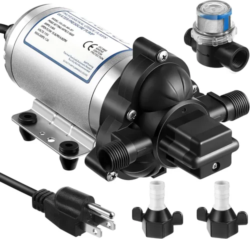Bomba de diafragma de presión de agua industrial de 115 V, 4 GPM, 45 PSI, bomba de refuerzo de agua autocebante con enchufe de alimentación, filtro